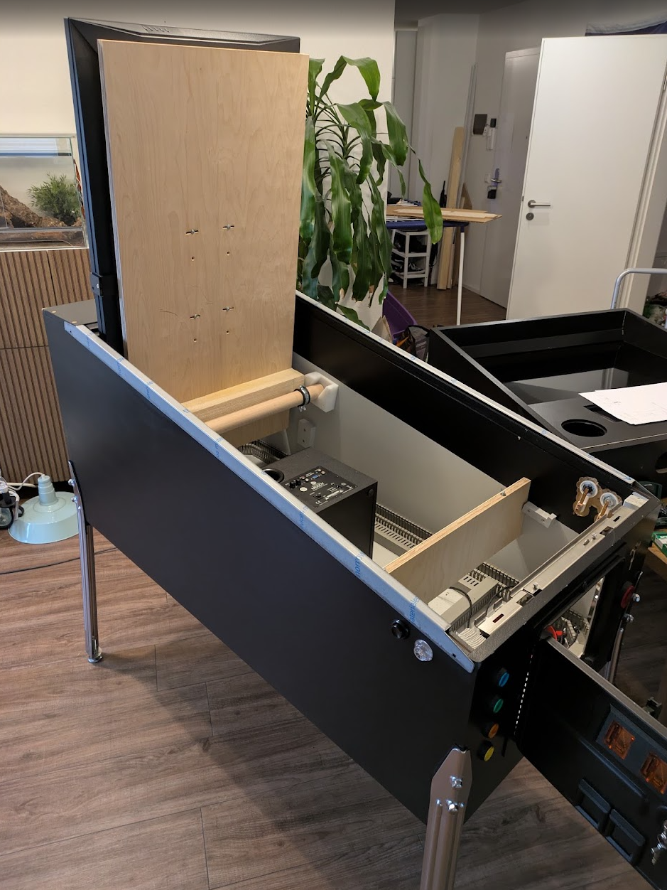 Cabinet with the first additional boards for the contactors and toys