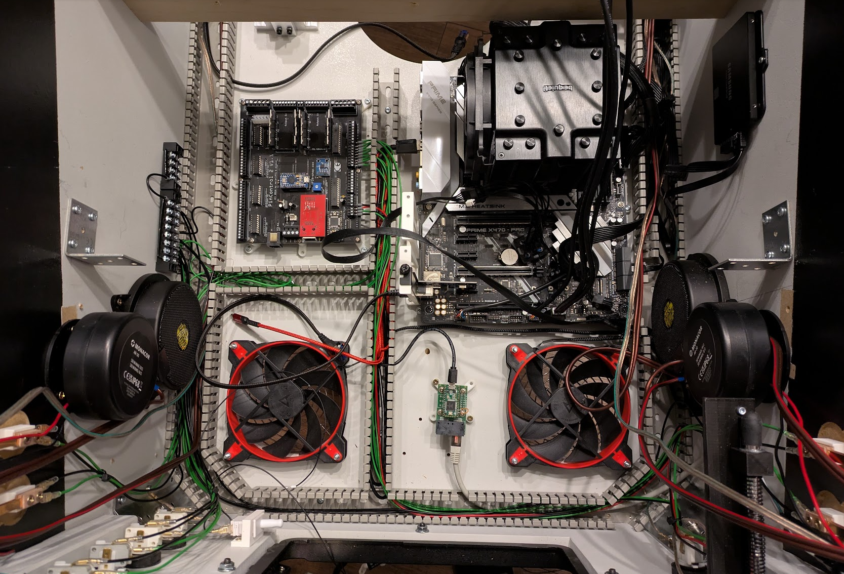 Wiring and first components in the front part of the pin (on the left wall you can see the low-voltage sub-distribution (ground))